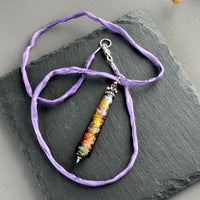 Luxury Handmade Lavender Czech Glass Necklace on Silk Cord