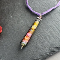 Luxury Handmade Lavender Czech Glass Necklace on Silk Cord