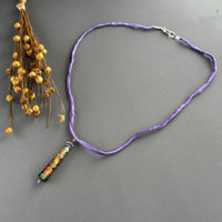 Luxury Handmade Lavender Czech Glass Necklace on Silk Cord