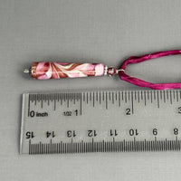 Luxury Handmade Pink Czech Glass Necklace on Silk Cord