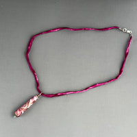 Luxury Handmade Pink Czech Glass Necklace on Silk Cord