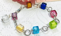 Venetian Foil Cube Bracelet in Sterling Silver