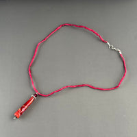 Luxury Handmade Red Swirl Czech Glass Necklace on Silk Cord