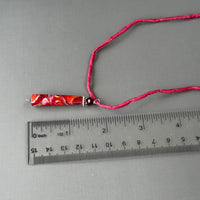 Luxury Handmade Red Swirl Czech Glass Necklace on Silk Cord