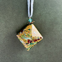 Luxury Handmade Gold Foil Czech Glass Necklace on Silk Cord