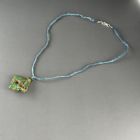 Luxury Handmade Gold Foil Czech Glass Necklace on Silk Cord