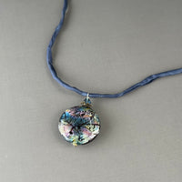 Luxury Handmade Silver Foil Czech Glass Necklace on Silk Cord