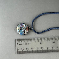 Luxury Handmade Czech Glass Blue Lampwork Necklace on Silk Cord