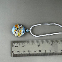 Luxury Handmade Czech Glass Blue Lampwork Necklace on Silk Cord