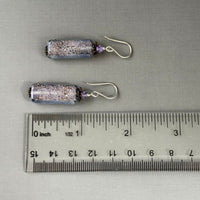 Luxury Handmade Lavender Rectangle Czech Glass Earrings in Sterling Silver