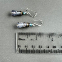 Luxury Handmade Lavender Cone Czech Glass Earrings in Sterling Silver