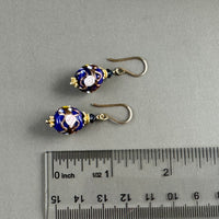 Large Dark Blue Vintage Venetian Wedding Cake Earrings in 14K Gold Fill