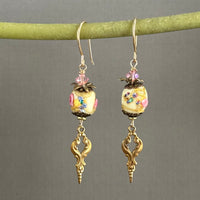 Ivory Vintage Venetian Wedding Cake Earrings in 14K Gold Fill