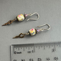 Ivory Vintage Venetian Wedding Cake Earrings in 14K Gold Fill