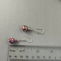 Dark Pink Wedding Cake Round Bead Earrings in Sterling Silver