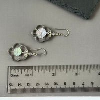 Large Czech Glass Silver Hawaiian Flower Earrings in Sterling Silver