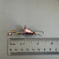 Hand Painted Dark Pink Metallic Lucite Cone Flower Earrings in Sterling Silver