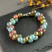 Multi-Color Bubble Czech Glass Bracelet in Sterling Silver