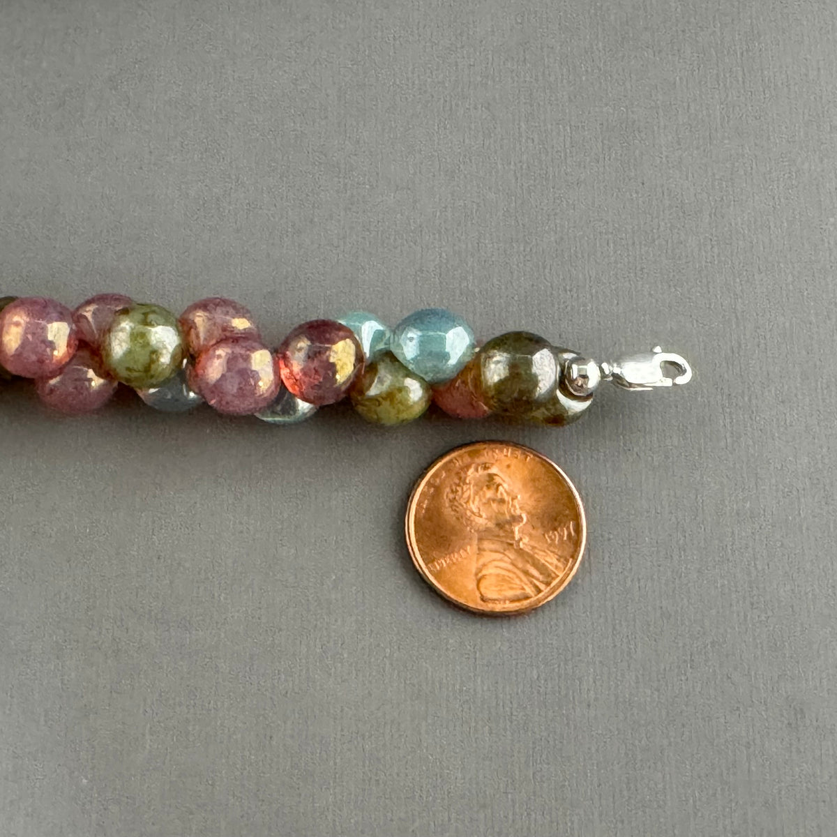 Multi-Color Bubble Czech Glass Bracelet in Sterling Silver