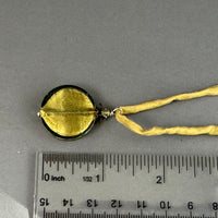 Murano Glass Large Light Green Coin Pendant on Silk Cord