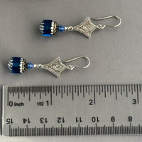 Indigo Blue Cathedral Drop "Victorian" Earrings in Sterling Silver
