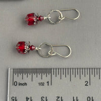 Czech Glass Red Cathedral Drop Earrings in Sterling Silver