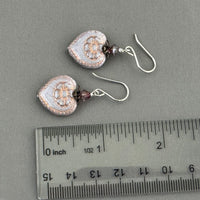 Czech Glass Light Mauve Heart Earrings in Sterling Silver
