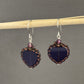 Czech Glass Purple Heart Earrings in Sterling Silver