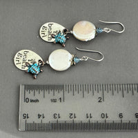 White Freshwater Coin Pearl Beachy Earrings in Sterling Silver