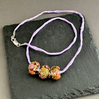 Handmade Grace Ma Floral Lamp Work Bead Necklace