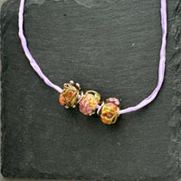 Handmade Grace Ma Floral Lamp Work Bead Necklace