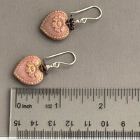 Czech Glass Pink Heart Earrings in Sterling Silver