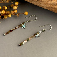 Acrylic Stick Earrings with Star Fish Charms in Sterling Silver