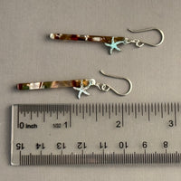 Acrylic Stick Earrings with Star Fish Charms in Sterling Silver