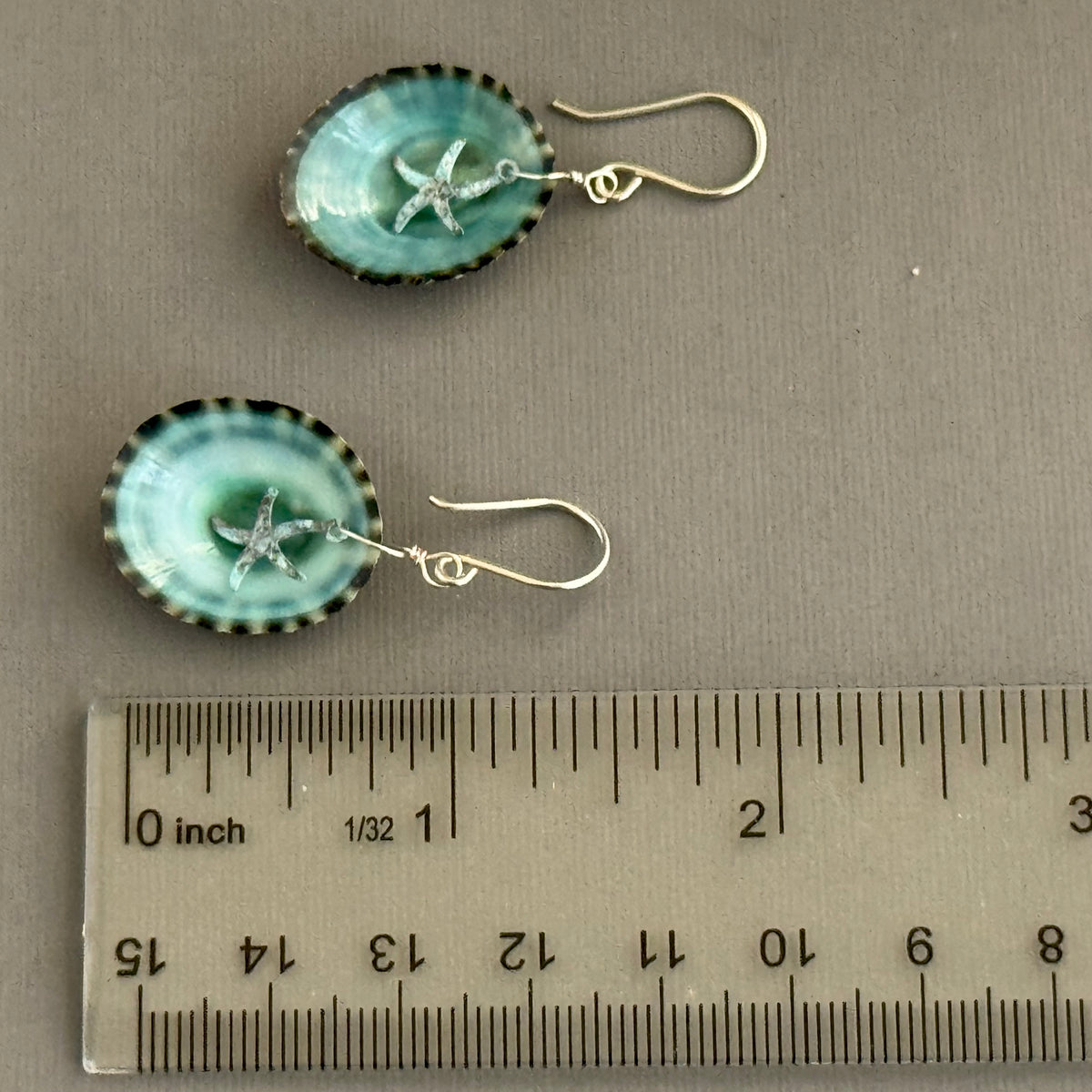 Natural Green Limpet Shell Earrings in Sterling Silver