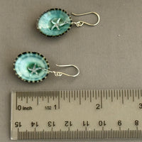 Natural Green Limpet Shell Earrings in Sterling Silver