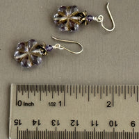 Czech Glass Lavender Flower Earrings in Sterling Silver