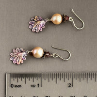 Beachy Pink Freshwater Pearl Earrings with Hand Painted Shell Drops in Sterling Silver