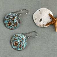 Patina Brass Bee Earrings in Sterling Silver