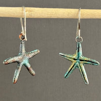 Beachy Brass Starfish Earrings in Sterling Silver