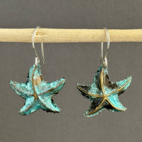 Beachy Brass Star Earrings in Sterling Silver