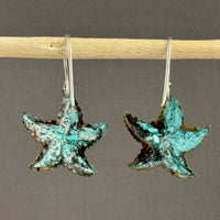 Beachy Brass Star Earrings in Sterling Silver