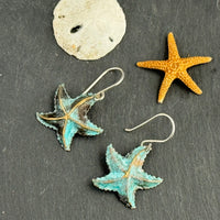 Beachy Brass Star Earrings in Sterling Silver