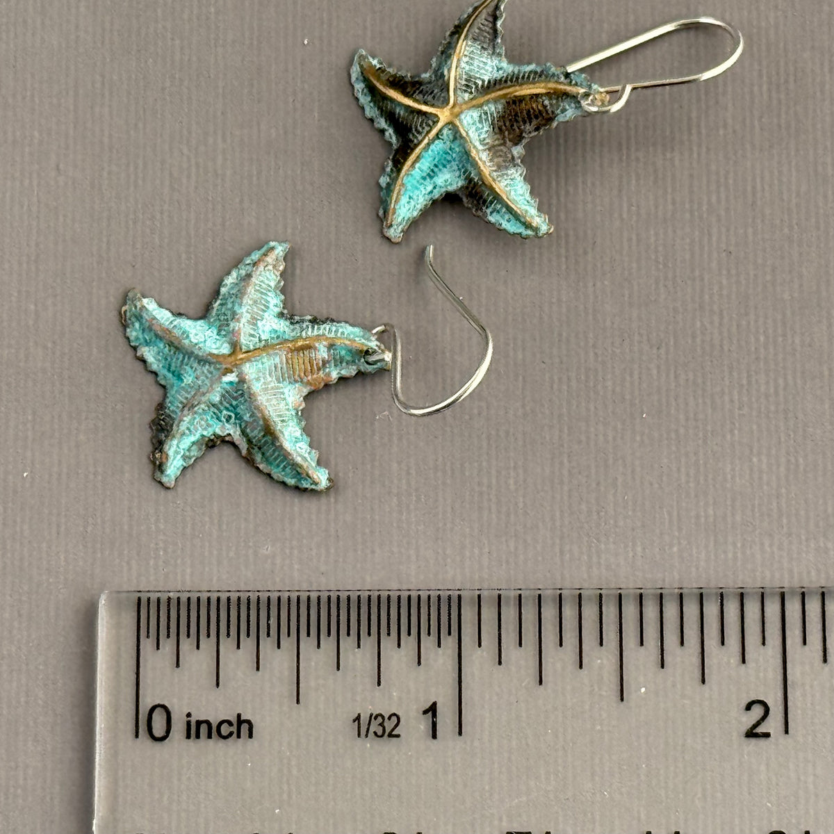 Beachy Brass Star Earrings in Sterling Silver