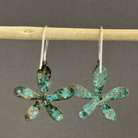 Groovy Boho Brass Flower Earrings in Sterling Silver