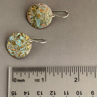 Rustic Patina Brass Textured Coin Earrings in Sterling Silver