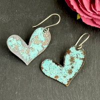 Groovy Boho Brass Heart Earrings in Sterling Silver