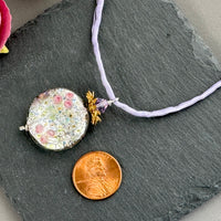 Luxury Handmade Czech Glass Silver Coin Lamp Work Necklace on Silk Cord