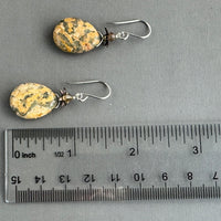 Large Brown Agate Teardrop Earrings in Sterling Silver