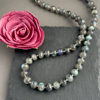 Labradorite Rondell Necklace in Sterling Silver